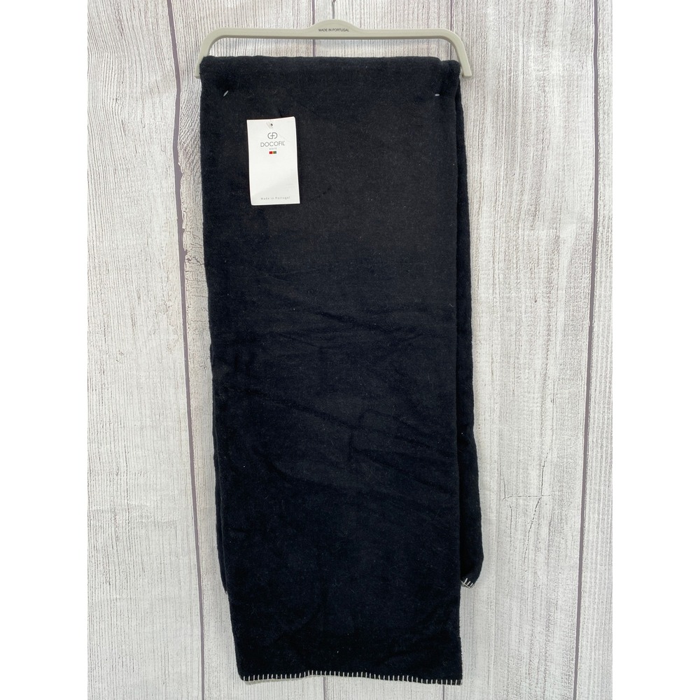Docofil Throw Blanket 51x67 Black Reversible Cotton Blend Portugal Earthy Cozy